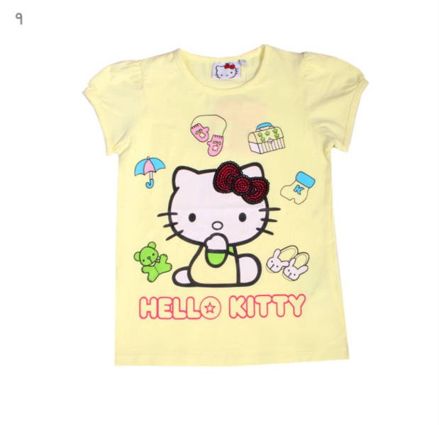 تی شرت دخترانه 100671 سایز 5 تا 8 سال مارک HELLO KITTY