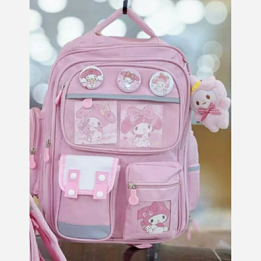 کوله مدارس همراه با آویز عروسکی کرومی کد 418019