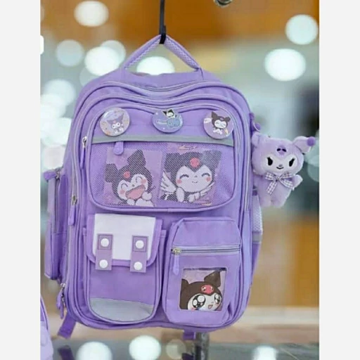 کوله مدارس همراه با آویز عروسکی کرومی کد 418019