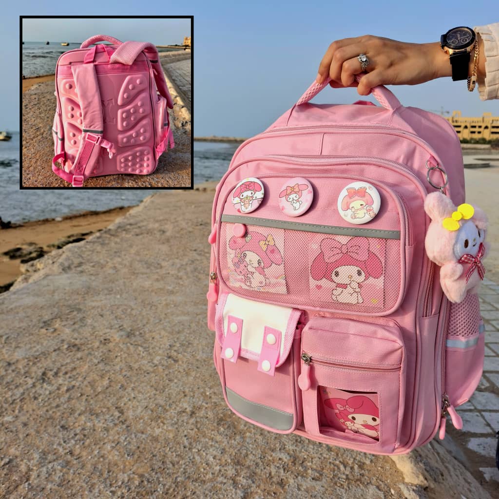 کوله مدارس همراه با آویز عروسکی کرومی کد 418019