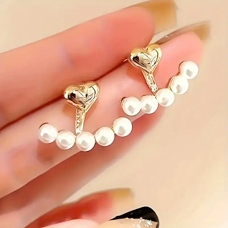 گوشواره مروارید زنانه طرح قلب کد 3166 (21 4.26 50)