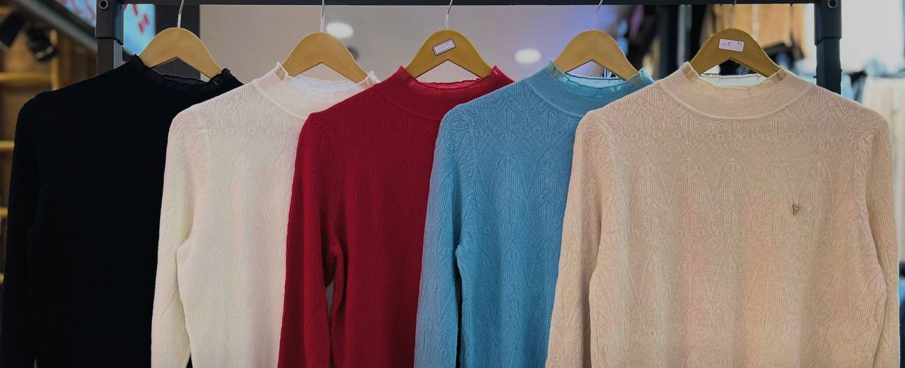 بافت یقه سه سانت زنانه کد 418477