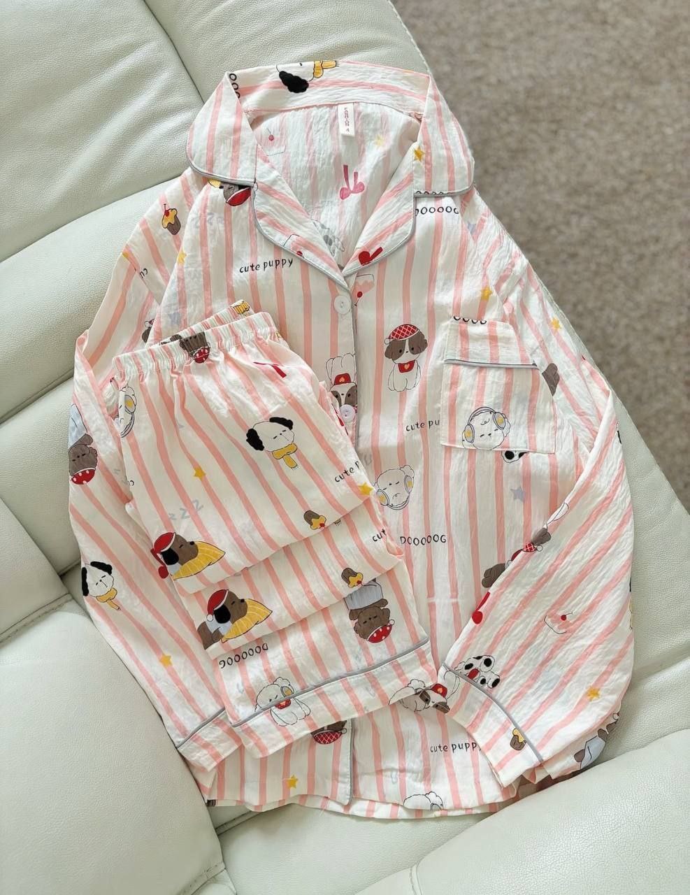 ست دو تیکه موسلین نخی آستین بلند زنانه کد 418716