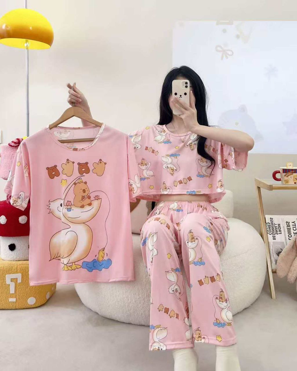 ست سه تیکه تیشرت کراپ شلوار دخترانه کد 418776