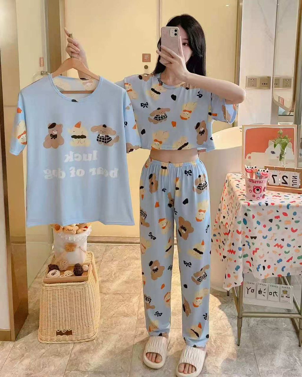 ست سه تیکه تیشرت کراپ شلوار دخترانه کد 418785