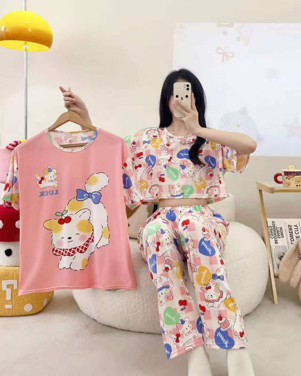 ست سه تیکه تیشرت کراپ شلوار دخترانه کد 418790