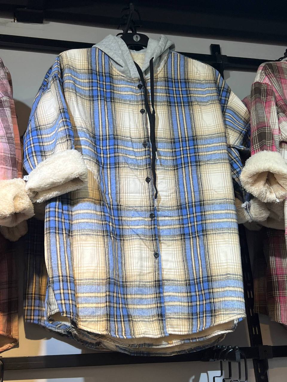 شومیز چهارخونه داخل خز زنانه کد 418838