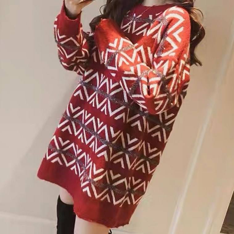 بافت کریسمسی بلند زنانه کد 418855