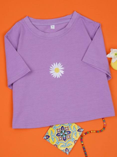 کراپ نخ پنبه طرح بابونه دخترانه کد 418859