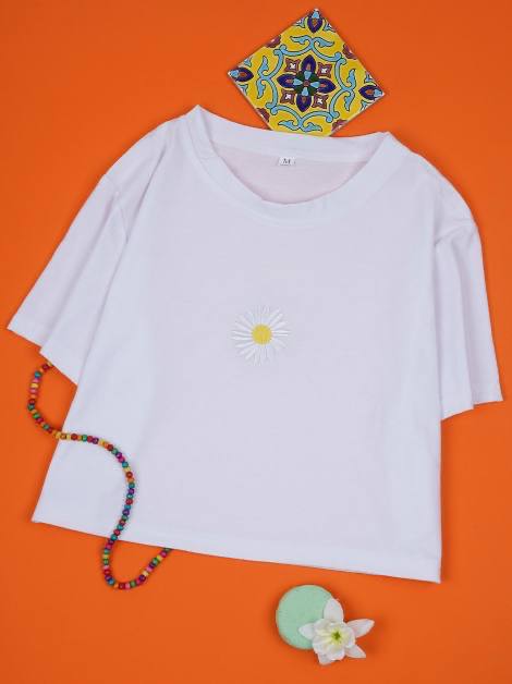 کراپ نخ پنبه طرح بابونه دخترانه کد 418859