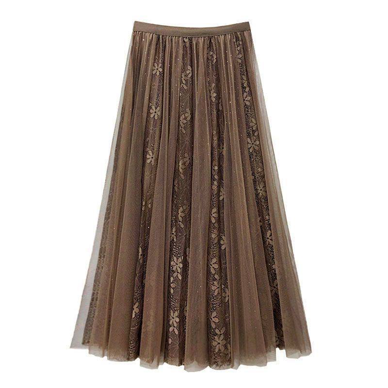 دامن حریر گیپور دار دو رو زنانه کد 418879