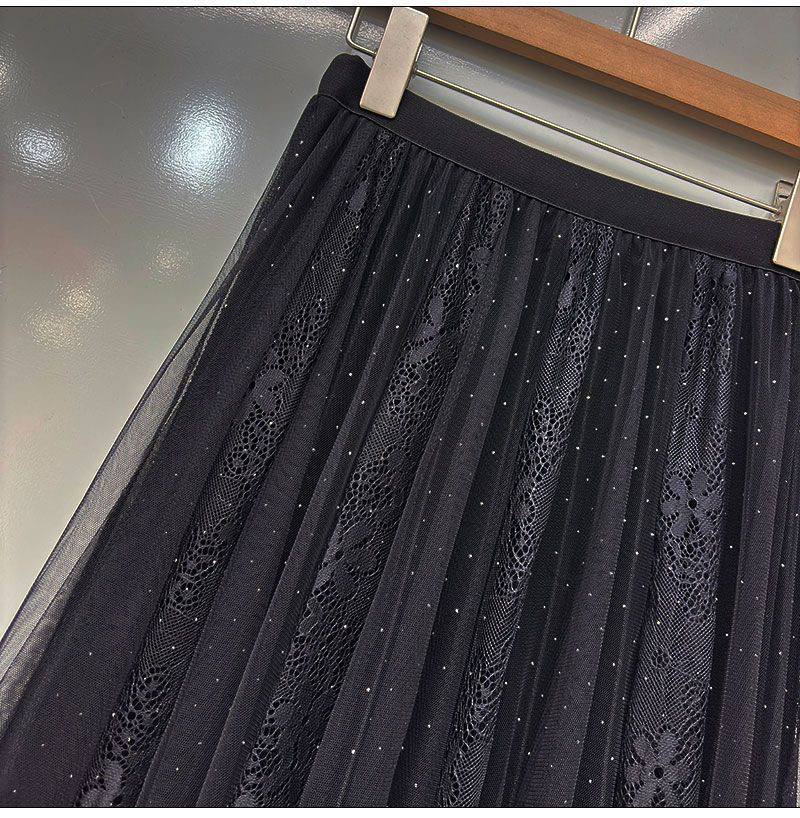 دامن حریر گیپور دار دو رو زنانه کد 418879