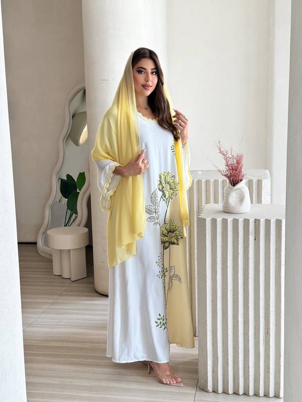 ست لباس و شال ساتن زنانه کد 419136