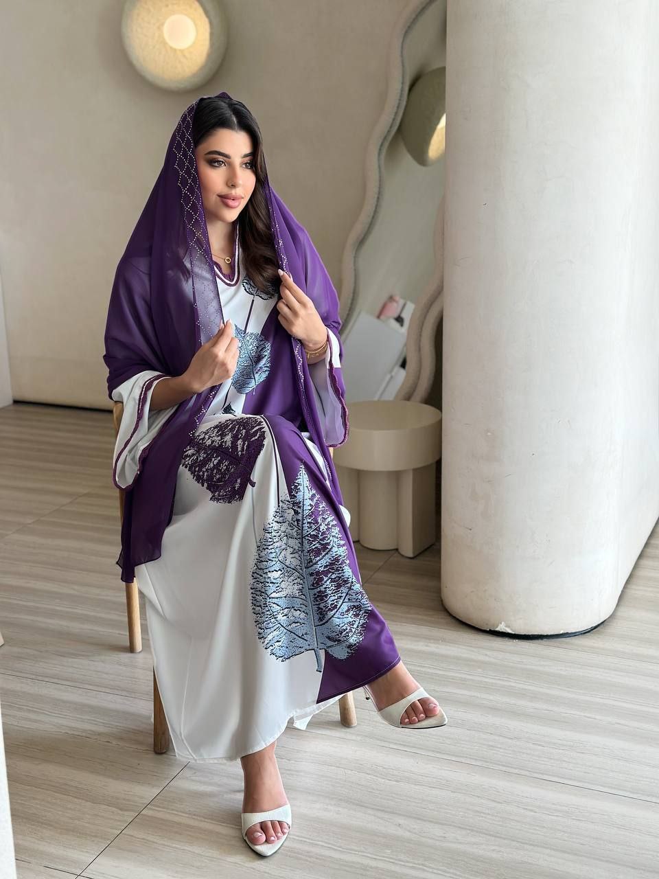 ست لباس و شال ساتن زنانه کد 419137