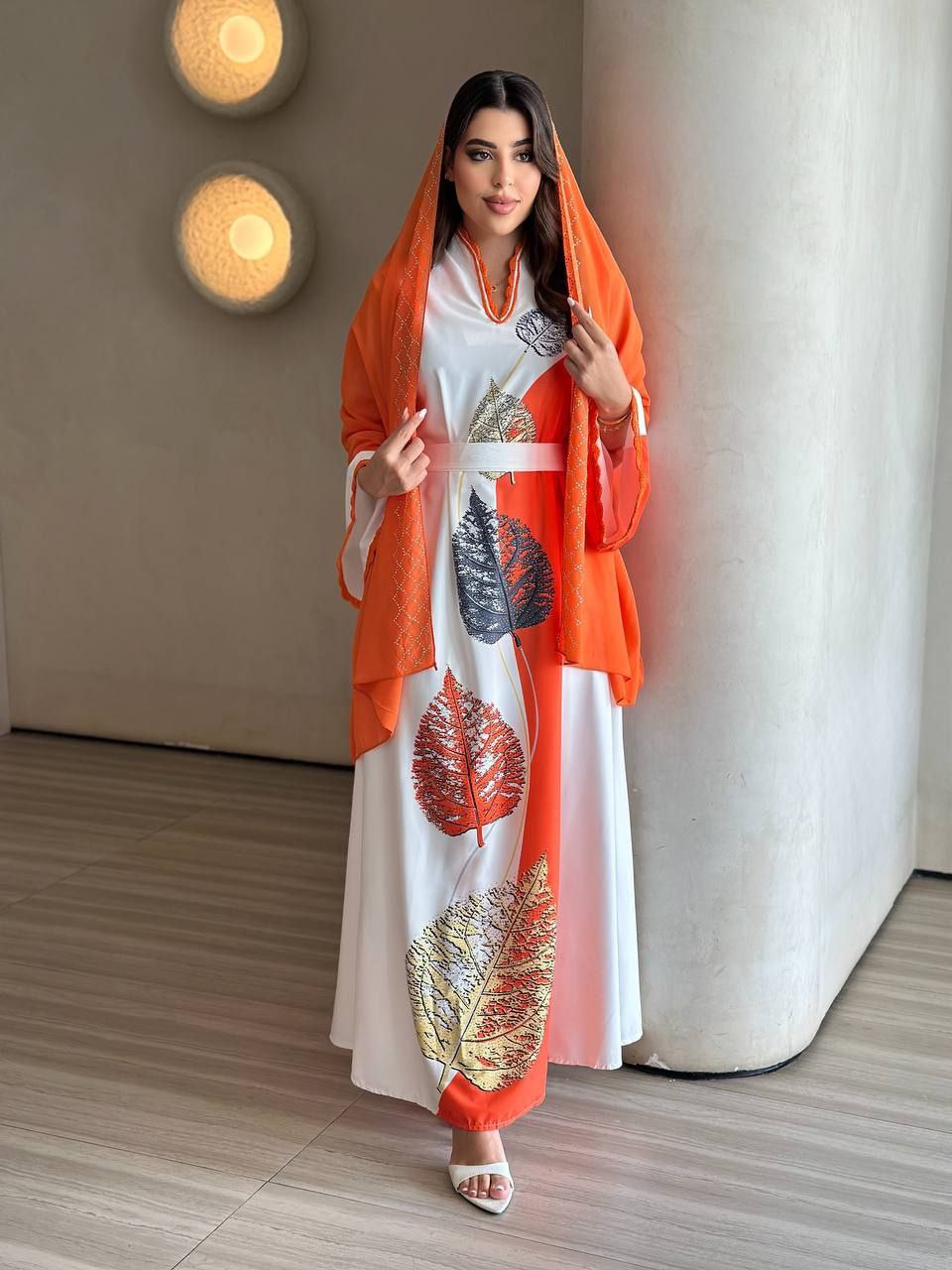 ست لباس و شال ساتن زنانه کد 419137