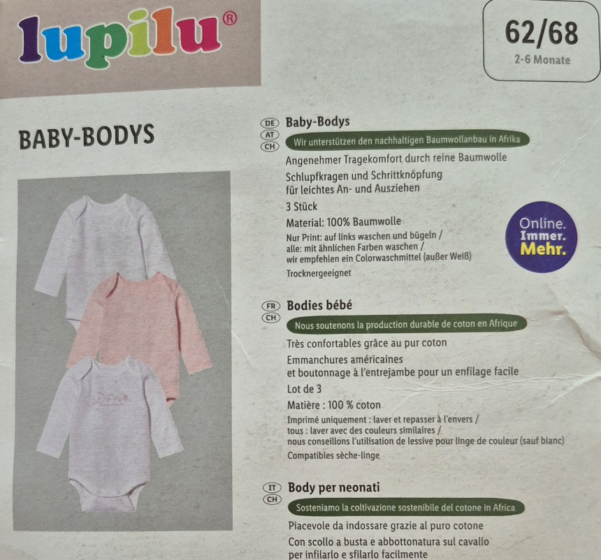 بادی استین بلند نوزادی برند لوپیلو کد 2205699