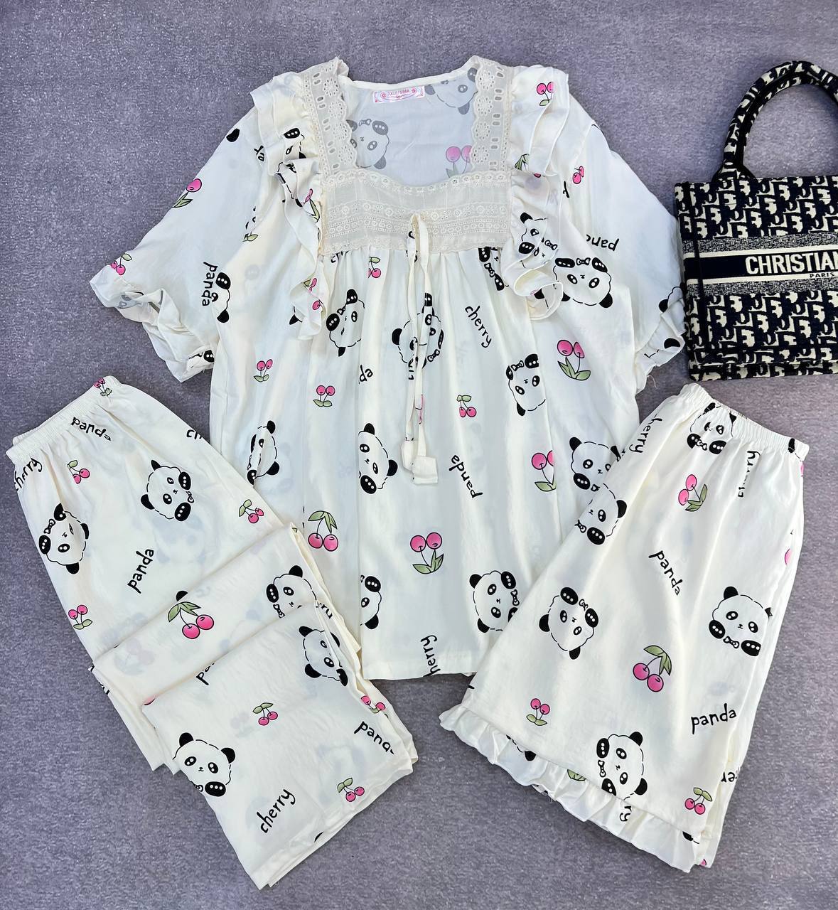 ست سه تیکه نخ موسیلین زنانه کد 419139