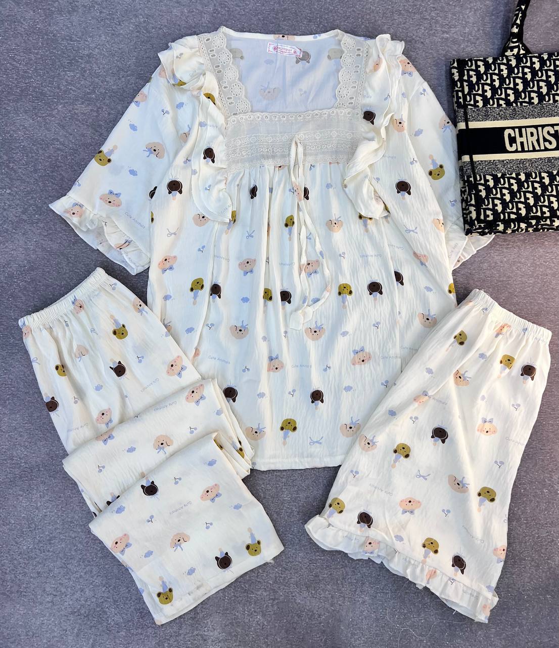 ست سه تیکه نخ موسیلین زنانه کد 419141