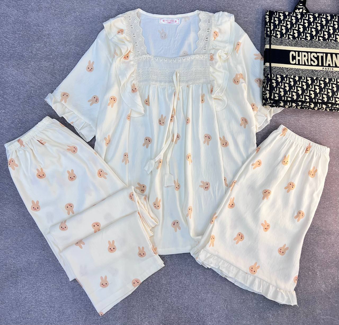 ست سه تیکه نخ موسیلین زنانه کد 419142