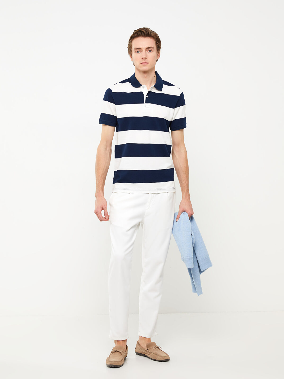 تی شرت یقه دار مردانه 30365 مارک LC WALKIKI