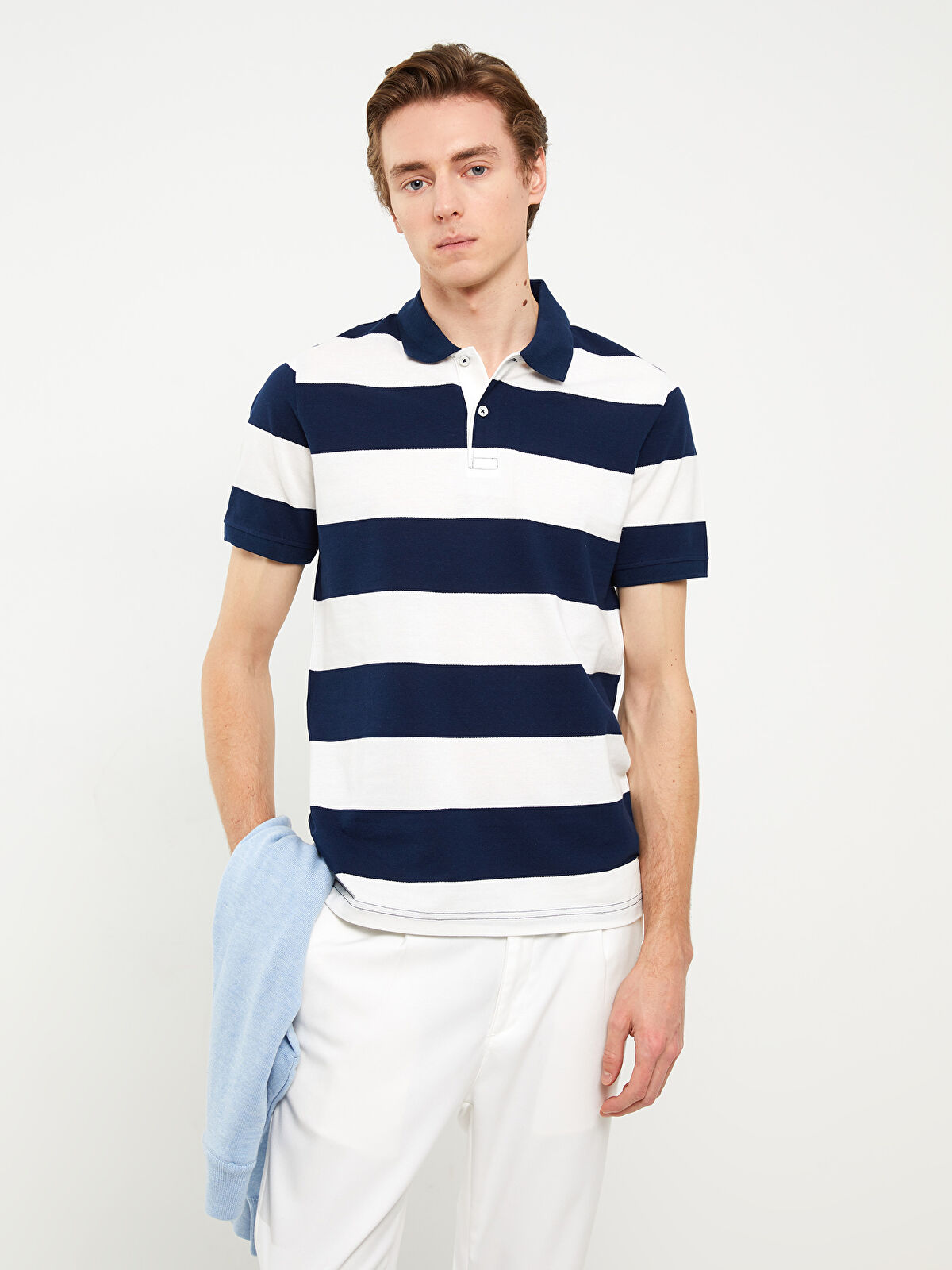 تی شرت یقه دار مردانه 30365 مارک LC WALKIKI