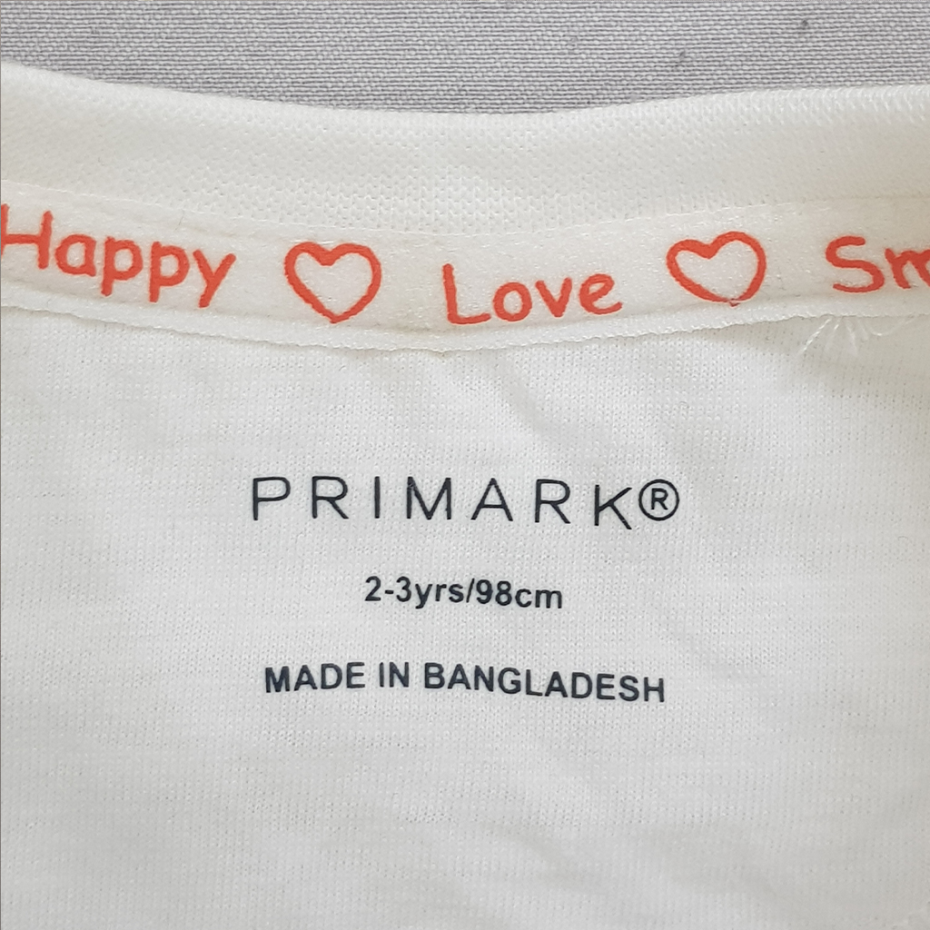تی شرت دخترانه 28460 سایز 1.5 تا 4 سال کد 20 مارک Primark