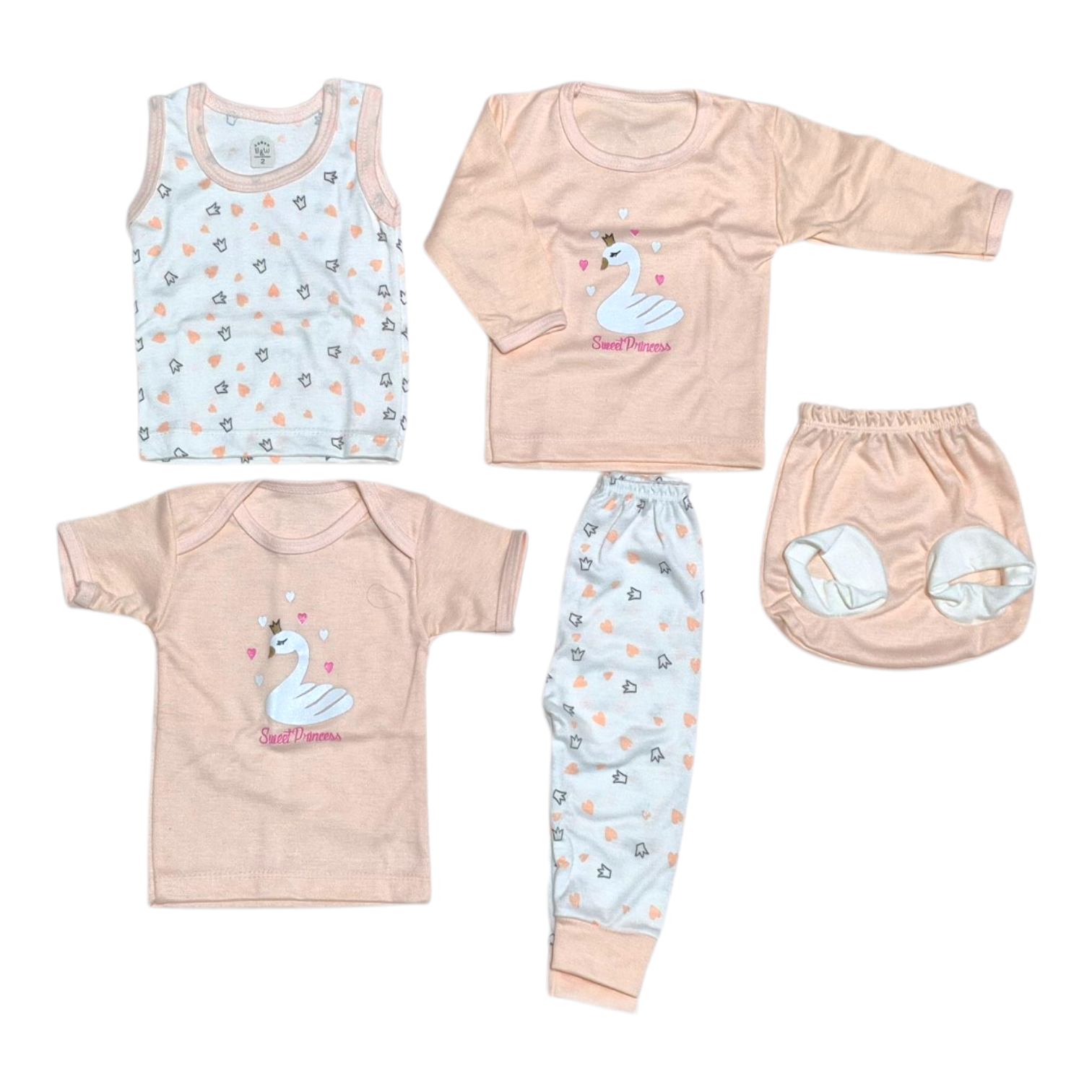 ست ۵ تکه نوزادی برند بلک اند وایت طرح قو کد 2205712