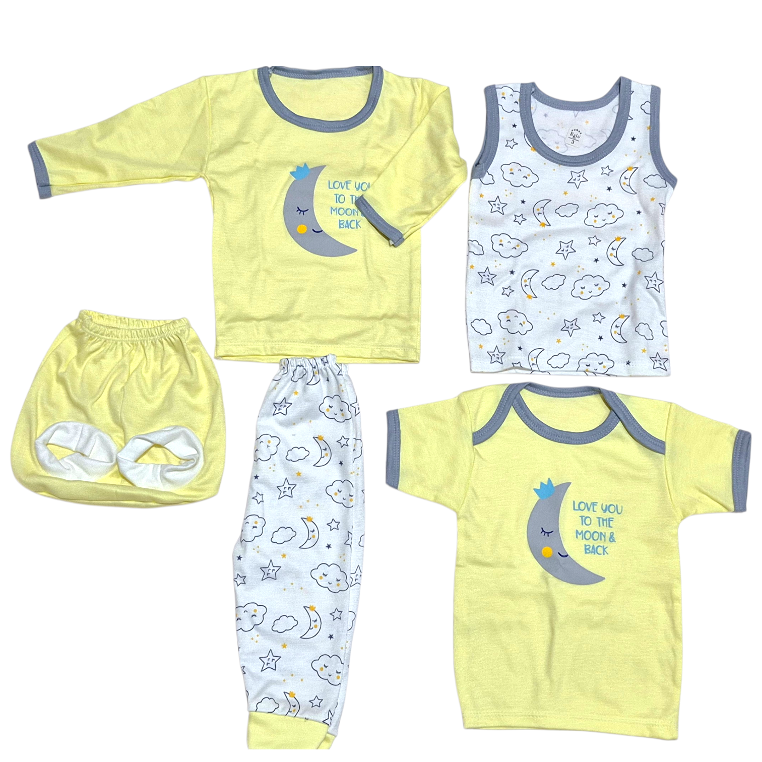 ست ۵ تکه نوزادی برند بلک اند وایت طرح ابر و ماه کد 2205714